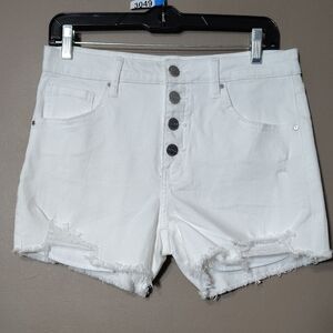 Risen Jeans White Distressed 4 Button Jeans Shorts Size L